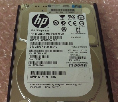 605835-B21 HP 1TB 6G 7.2K 2.5 DP SAS HDD